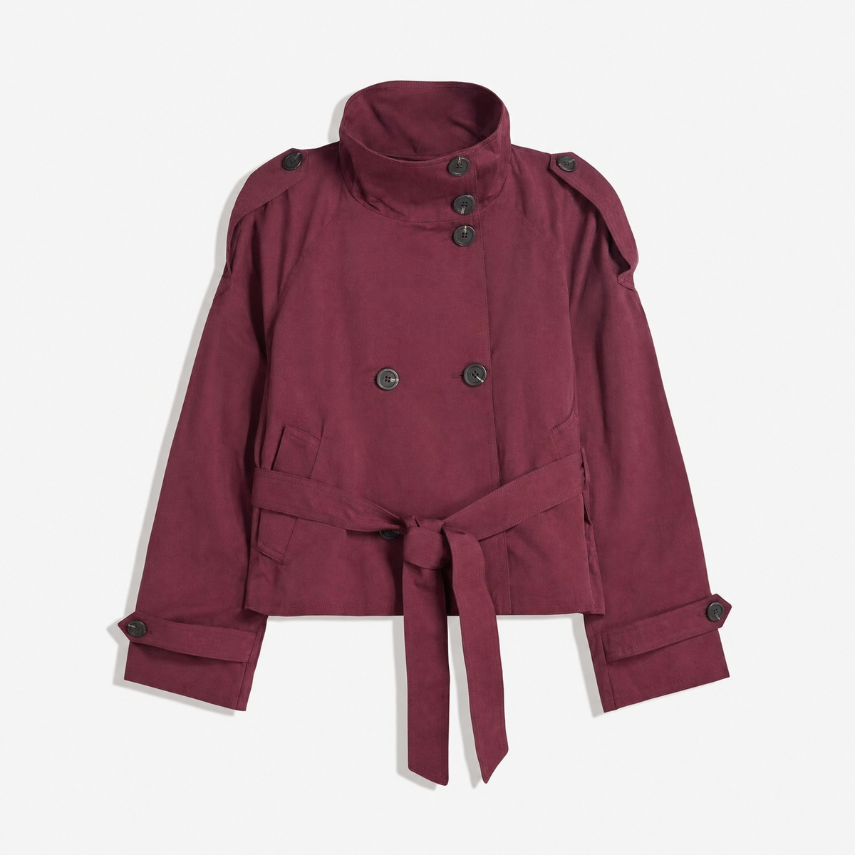 Funnel neck trench jacket