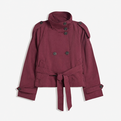 Funnel neck trench jacket