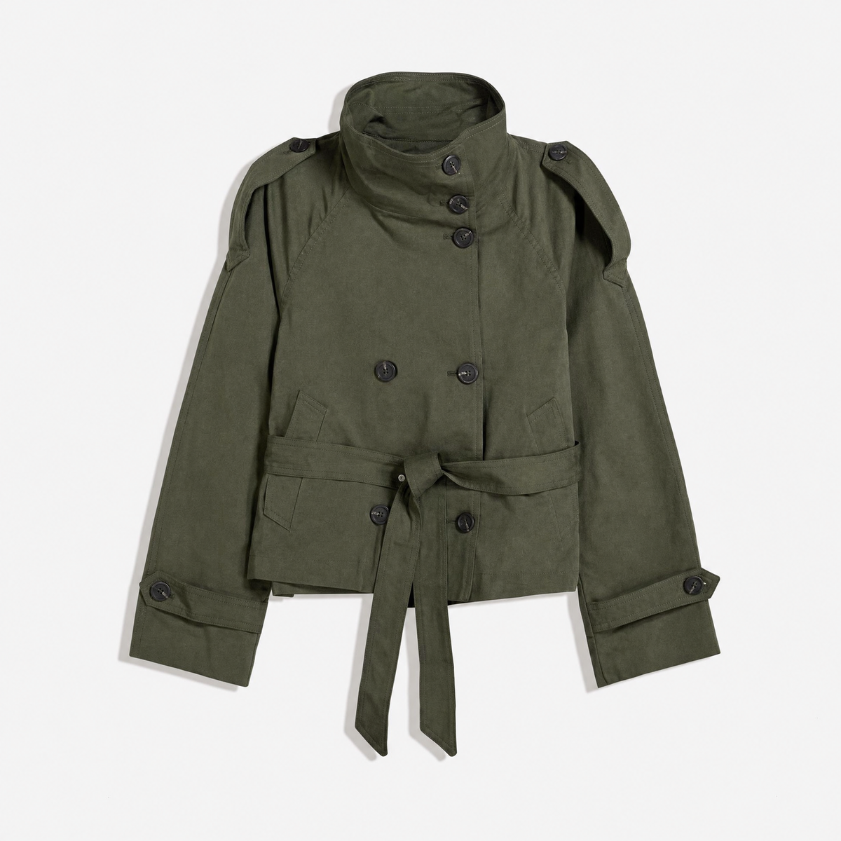 Funnel neck trench jacket