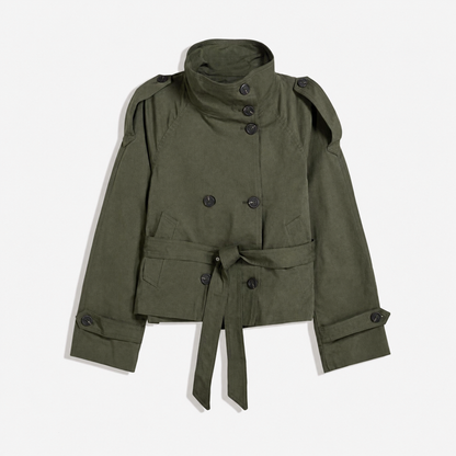 Funnel neck trench jacket