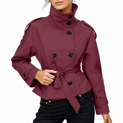 Funnel neck trench jacket